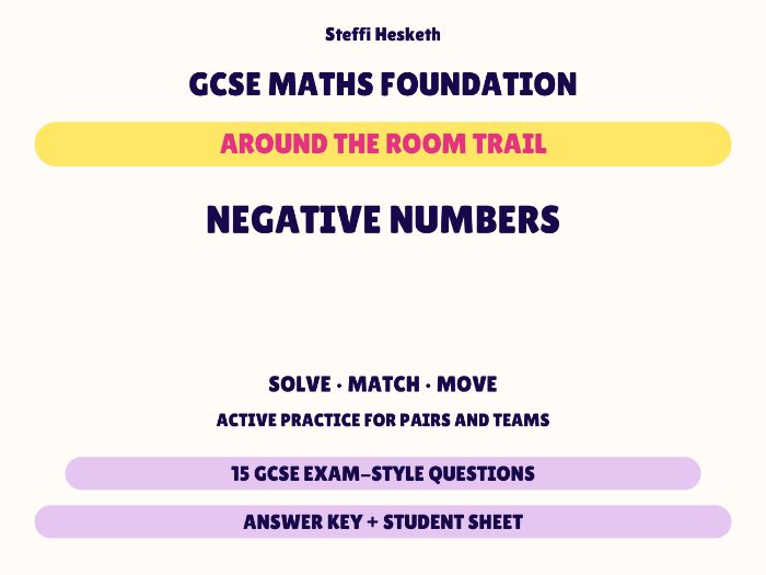 GCSE Foundation Maths Negative Numbers | Around the Room Trail