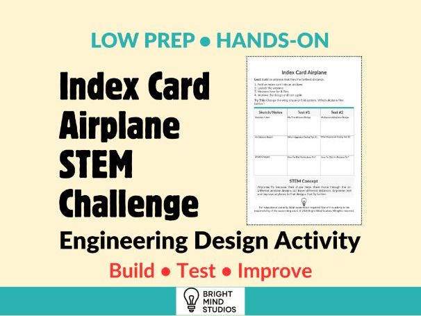 Index Card Airplane STEM Challenge | Engineering Design | Simple Materials | KS1 & KS2