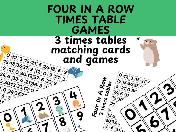 Four in a row multiplication game 3 times table