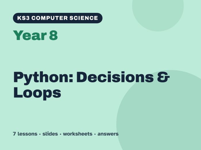 KS3 Computer Science Year 8: Python: Decisions & Loops – 7 lessons