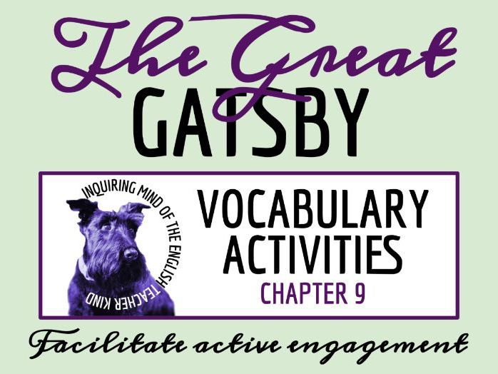 The Great Gatsby Chapter 9 Vocabulary Activities | Crossword Puzzle | Word Search