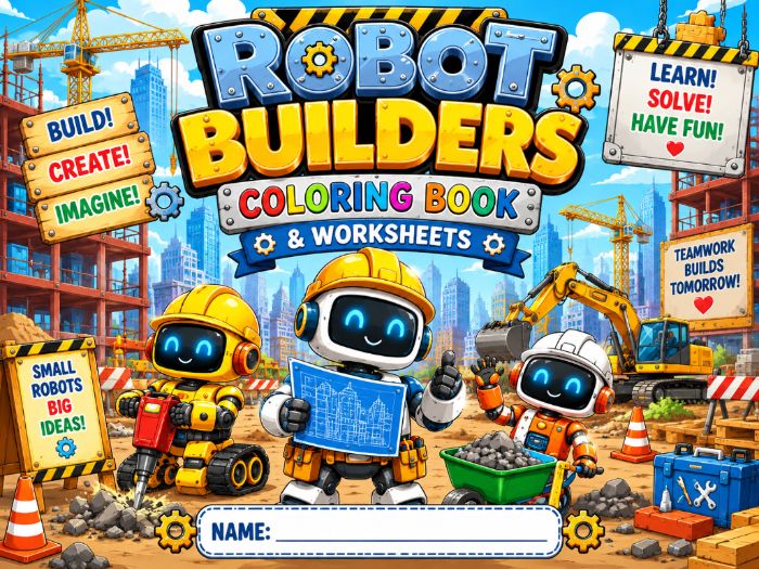 Robot Builders Coloring Book & Worksheets | STEM Activities | Kindergarten–3rd Grade