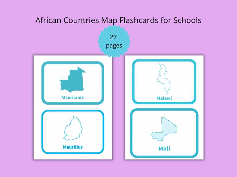 African Countries Map Flashcards for Schools