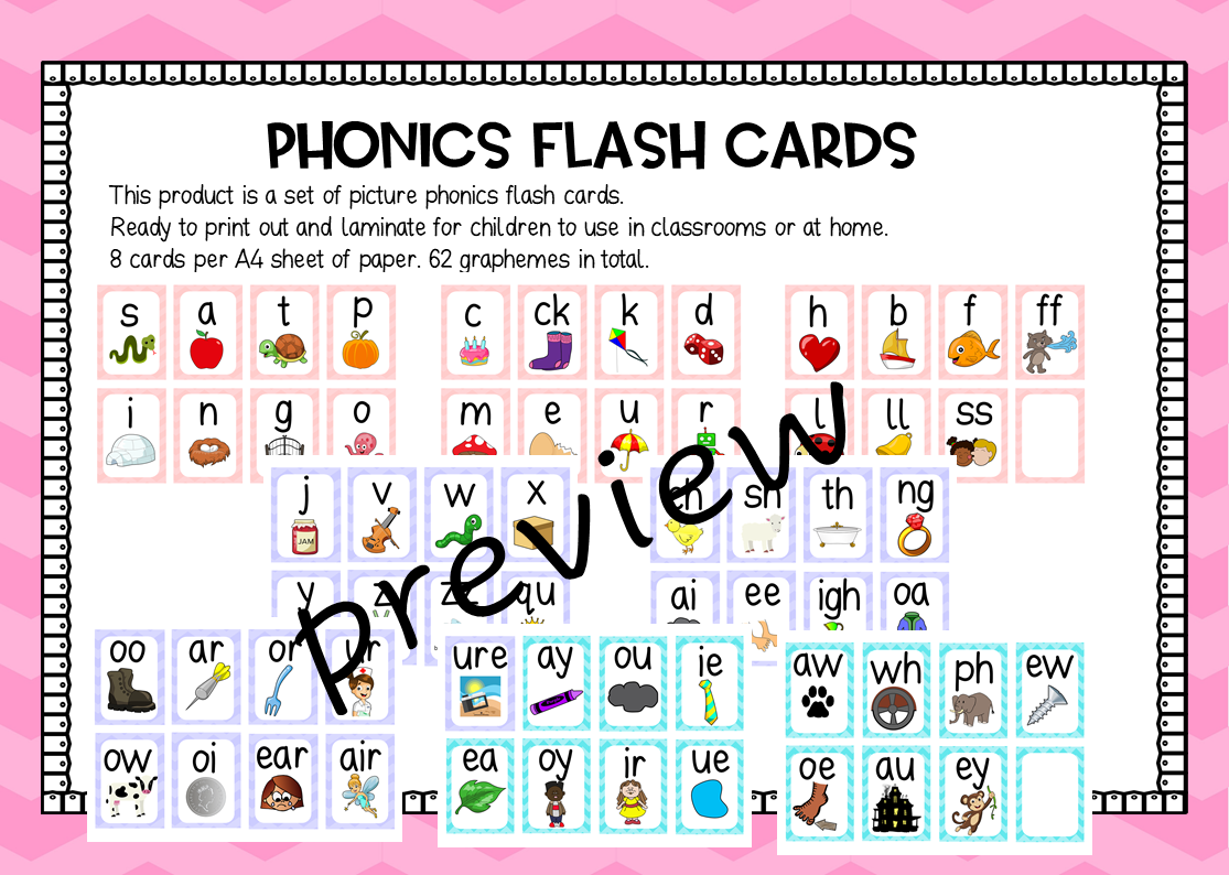 phonics flash cards teaching resources