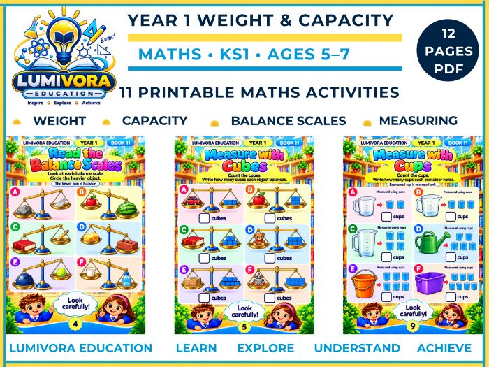Year 1 Weight and Capacity Worksheets | KS1 Maths | Comparing & Measuring