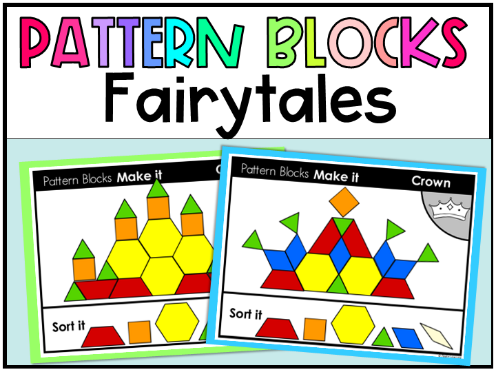 Maths Fairytale Pattern Block Mats, Task Cards and Design Activities 2D Shapes