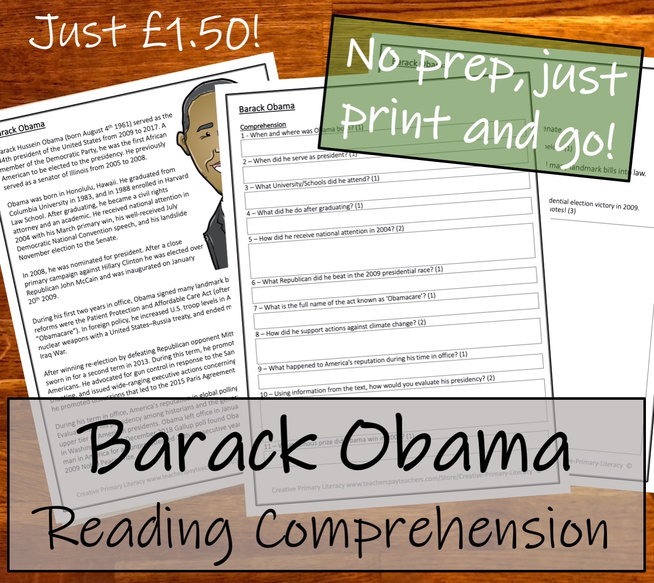 UKS2 Barack Obama Reading Comprehension Activity | Teaching Resources