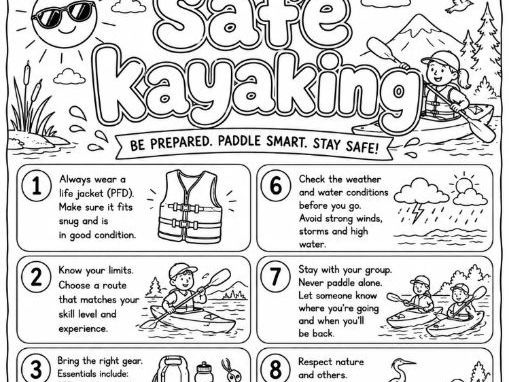 Water Safety - Kayaking Safely Skills Colouring Sheet