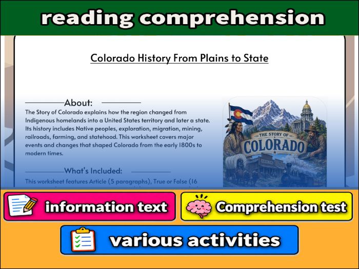 Colorado History From Plains to State | Comprehension 91����t
