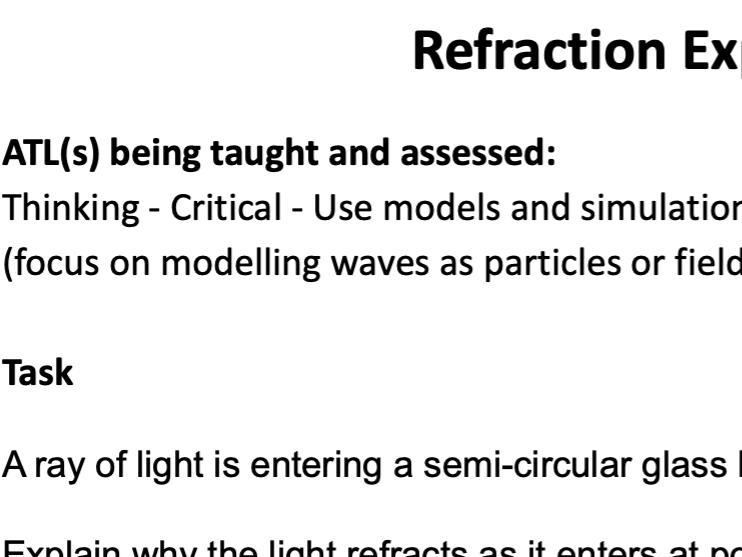 Formative task - refraction