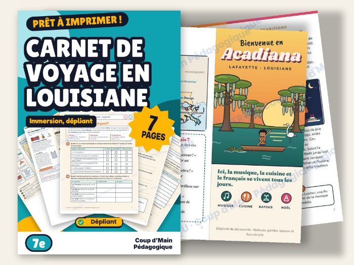 French Immersion Grade 7 Louisiana Brochure | Carnet de voyage en Louisiane