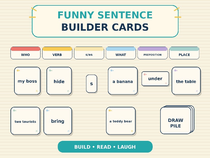 Funny Sentence Builder ESL Speaking Game
