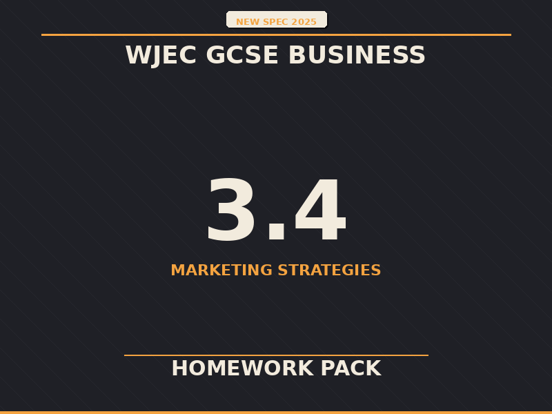 NEW SPEC 2025 WJEC GCSE Business – 3.4 Marketing Strategies – HOMEWORK PACK