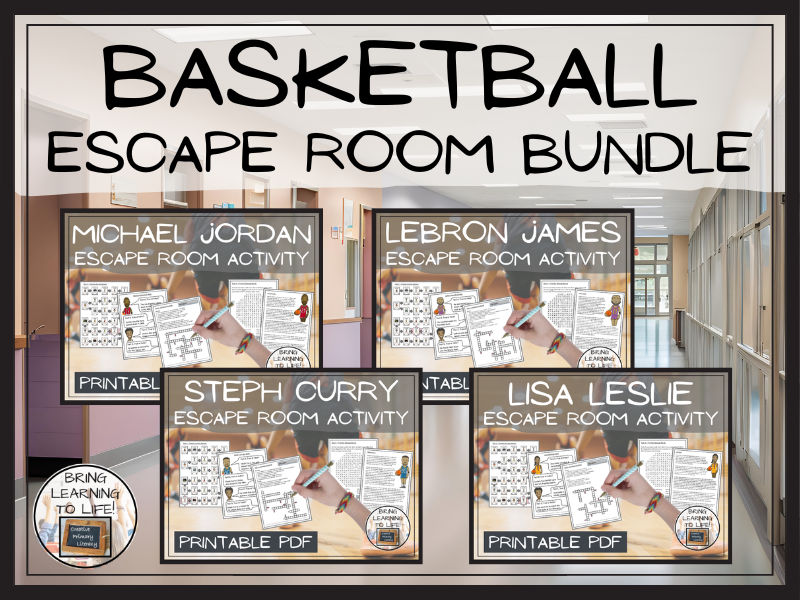 Basketball Stars Escape Room Activity Bundle | Year 5 or Year 6