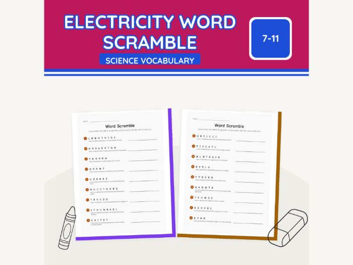 Electricity Word Scramble KS2 Science | 5 pp
