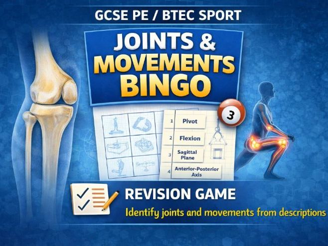 Joints & Movements Bingo – GCSE PE / BTEC Sport Revision Game
