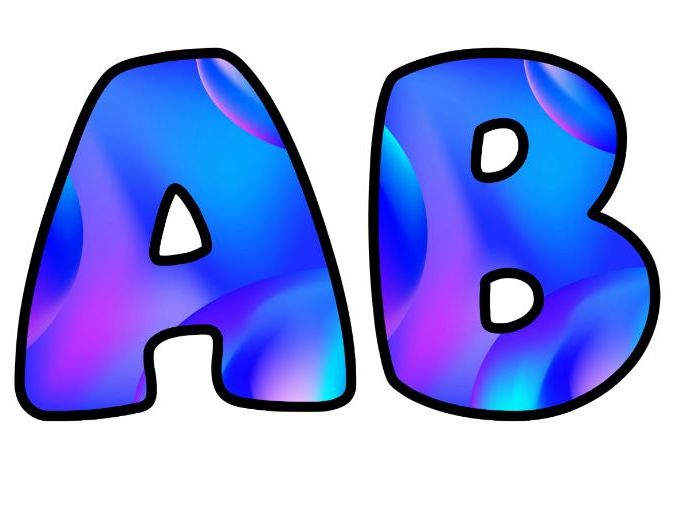 3D Purple Blue Art Lettering Set for Classroom Display | Upper & Lowercase, 0-9 and Signs