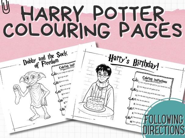 Harry Potter Colouring Pages – Following Directions Activity (Art & Literacy | Primary | ESL KS2))