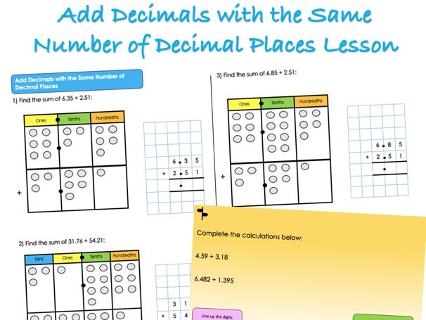 Year 5 Decimals - Add Decimals with the Same Number of Decimal Places Lesson
