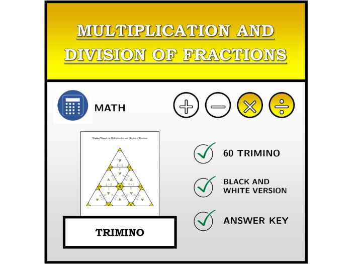 Trimino | Multiplication and Division of Fractions | Math Activity