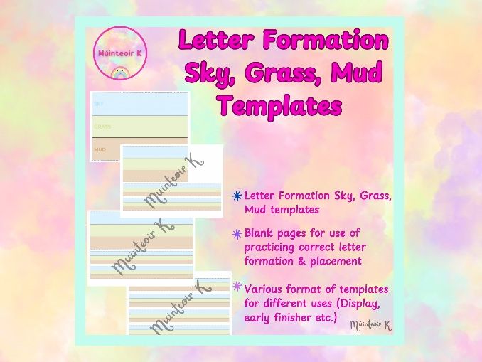Letter Formation Sky Grass Mud Templates