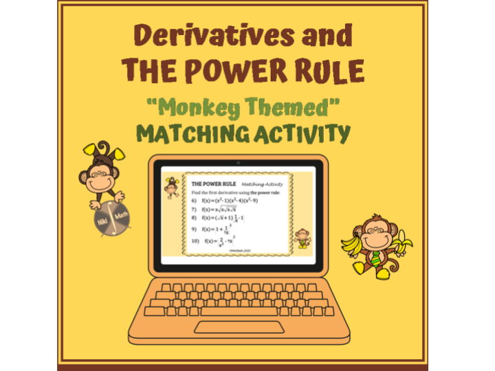 Derivatives & the Power Rule- Monkey Themed Matching Activity (15 problems)