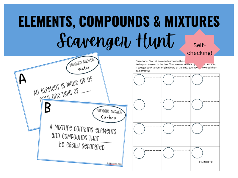 Elements, Compounds and Mixtures Scavenger Hunt