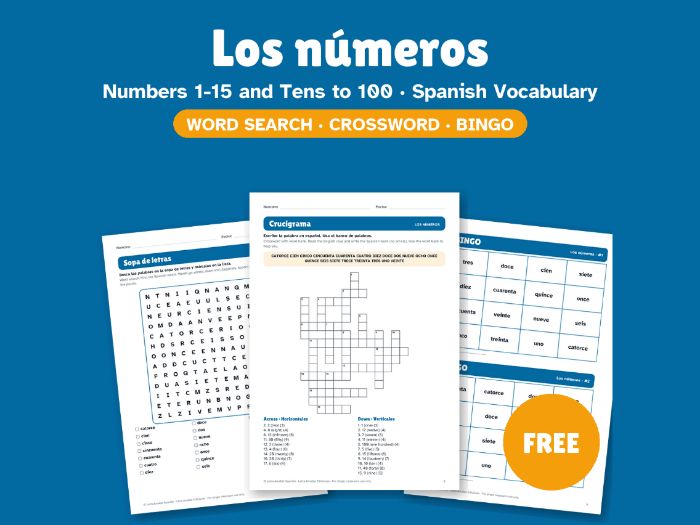 FREE Spanish Numbers: Word Search, Crossword & Bingo
