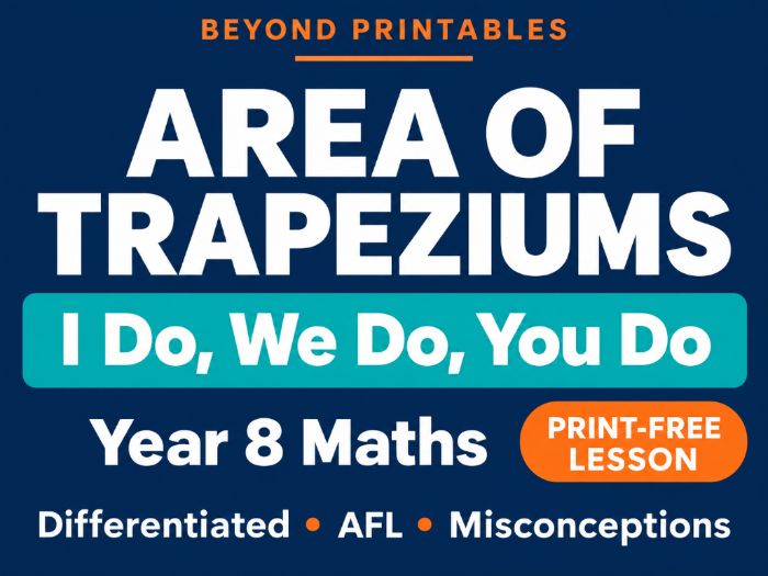 Area of Trapeziums | I Do, We Do, You Do | Year 8 Maths print-free LESSON