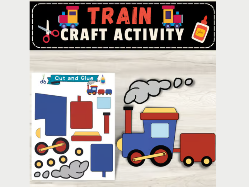 Build A Train Craft: Transportation Back To School Activities for Toddlers