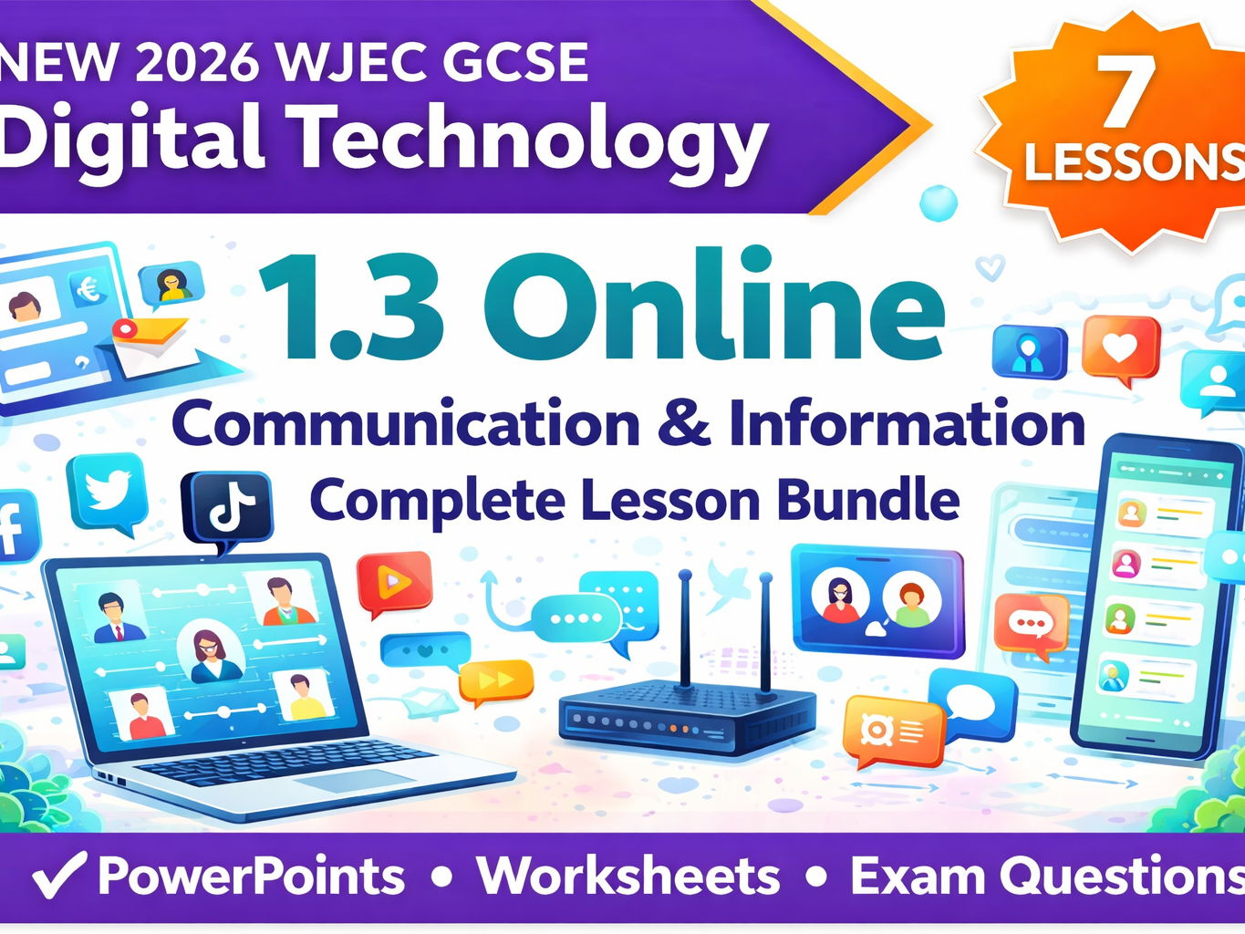 NEW 2026 WJEC GCSE Digital Technology 1.3 Online Communication & Information Lesson Bundle (7 Lessons)