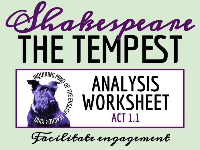 The Tempest Act 1 Scene 1 Close Reading Analysis Worksheet