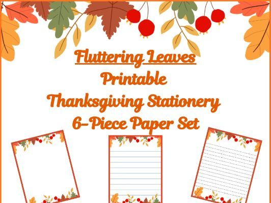 Fluttering Leaves! Stationery Pages 6 Printable Writing Papers (Color/B&W) (Lined/Unlined)