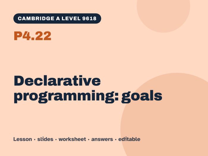 Cambridge A Level Computer Science 9618 – P4.22 Declarative programming: goals – Lesson & Worksheet