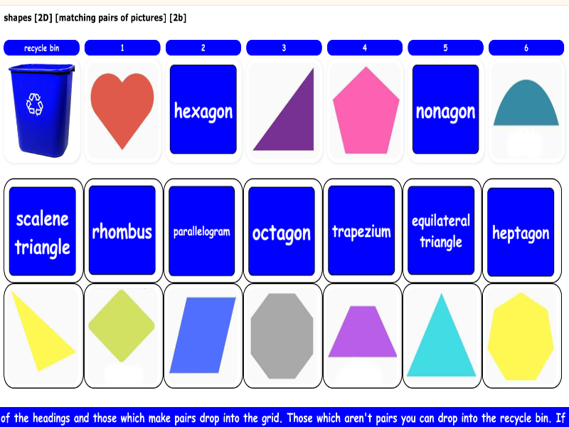 shapes [2D] [matching pairs of pictures] [2b]