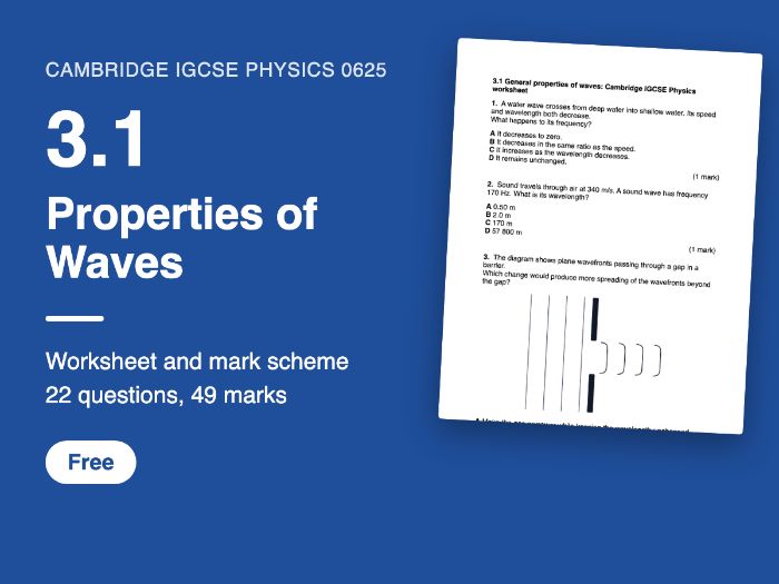 Cambridge IGCSE Physics 0625: 3.1 Properties of Waves Worksheet