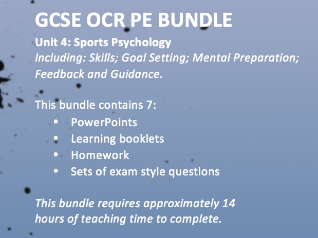 OCR GCSE PE 9-1 2016 Unit 4  Sports Psychology