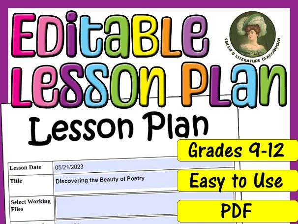 Poems : Editable Lesson Plan for High School