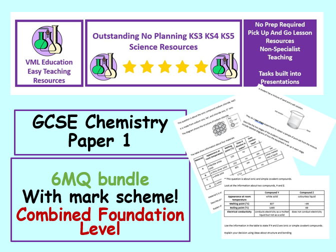 GCSE Chemistry Paper 1 6MQ Revision Bundle Combined Science Foundation