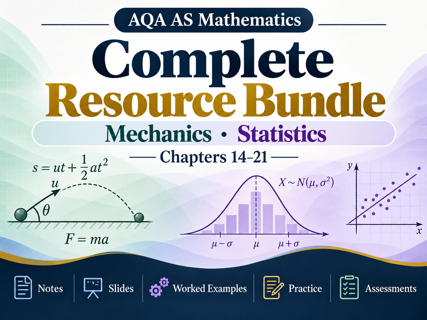 AQA AS Mathematics Complete Resource Bundle | Statistics & Mechanics | Chapters 14–21