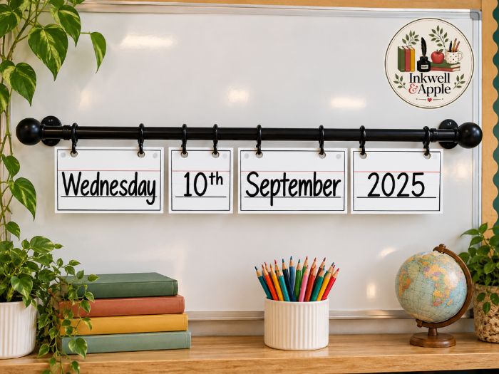 Quick Flip Classroom Date Display (Curtain Pole Setup)