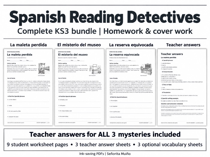 Spanish Reading Detectives Bundle – 3 KS3 Mysteries - Homework & Cover