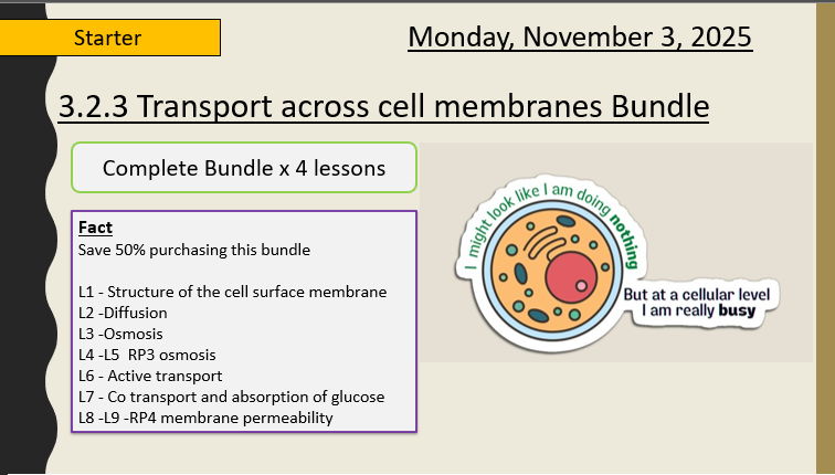AQA A-Level New specification -3.2.3 Cell transport Complete Bundle
