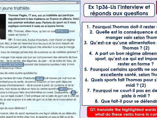 GCSE French - Une vie saine