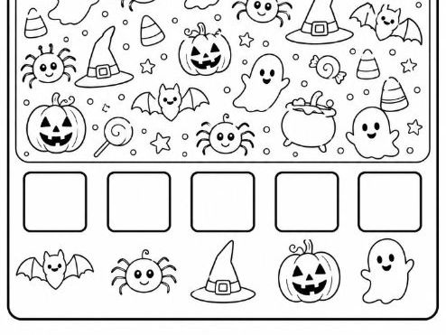 I Spy Halloween Special Counting and Colouring Worksheet