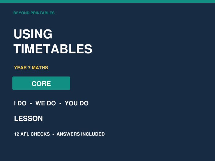 Using Timetables - Year 7 Maths - Core I Do-We Do-You Do PowerPoint Lesson