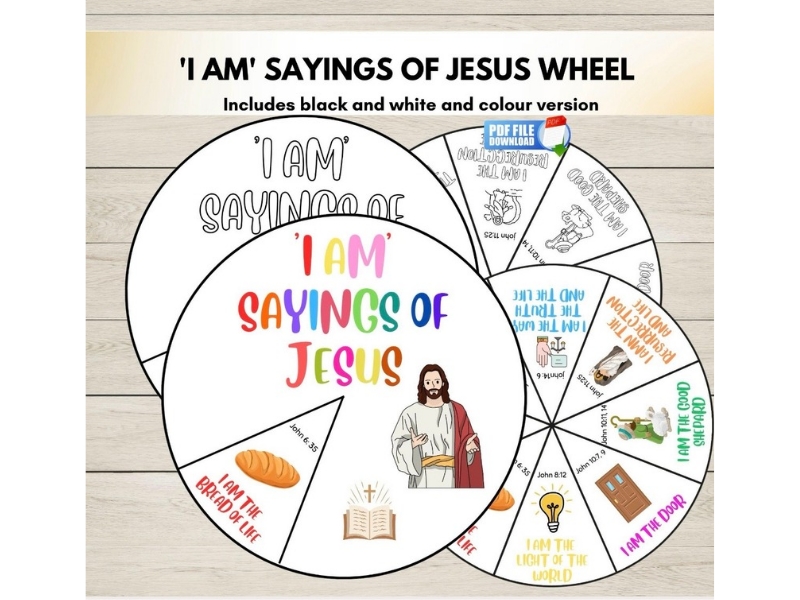 I Am Sayings of Jesus Wheel Spinner | Christian Bible Craft