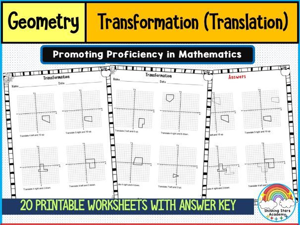Transformation (Translation) Worksheets Geometry