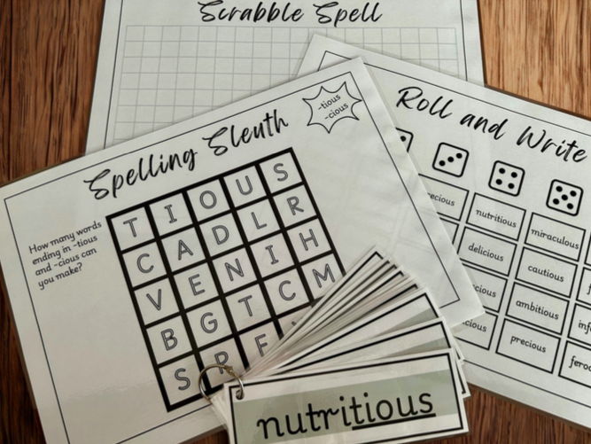 -tious and -cious Spelling Activities