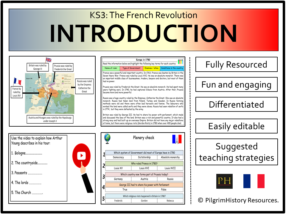 KS3 French Revolution: Introduction and Europe in 1780